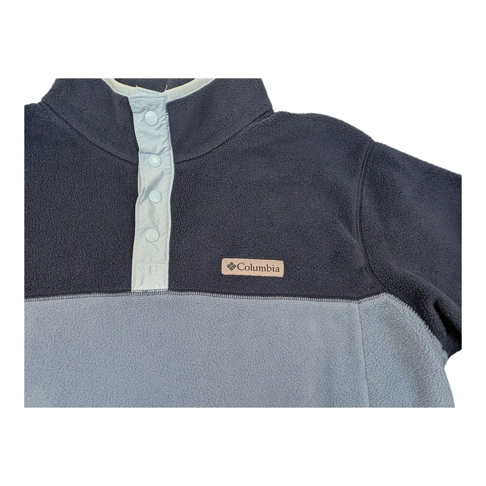 Columbia Oversized Half Snap Fleece Pullover Sweater Blue Sz Medium (Fit L) - Picture 3 of 8